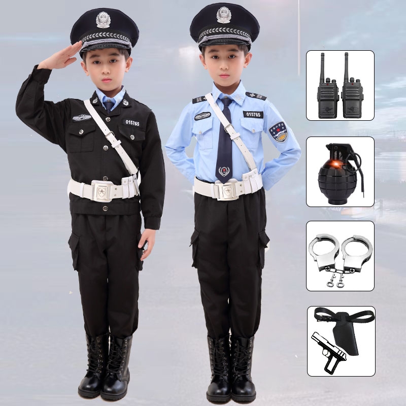儿童警察服演出服警服小交警官儿童节服装男童军装套装男孩特种兵
