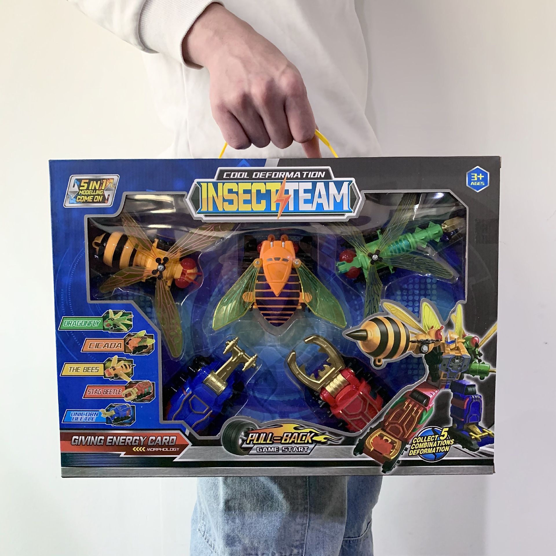 跨境新品五合一变形合体昆虫战队机器人金刚模型益智地摊儿童玩具