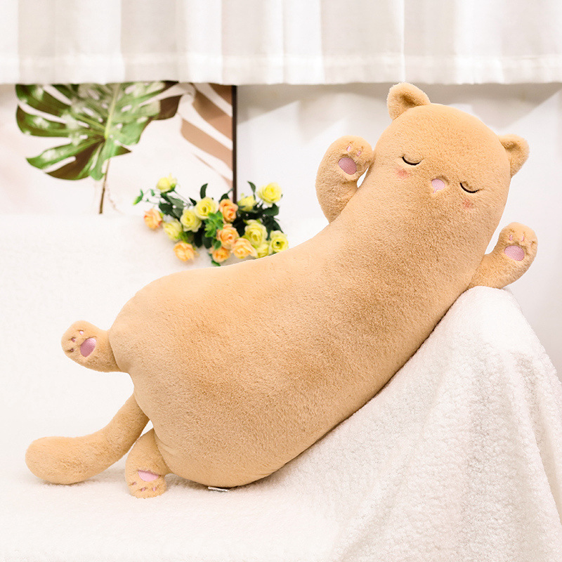 可爱侧卧猫咪抱枕弯弯猫睡觉靠枕家居软装毛绒玩具礼品来图加