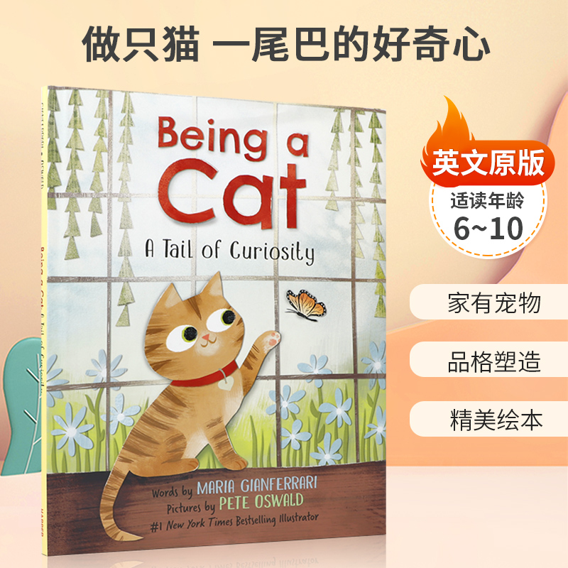 英文原版 Being a Cat: A Tail of Curiosity 精装 做只猫 一尾巴的好奇心  HarperCollins出版 6-10岁儿童宝宝品格塑造绘本