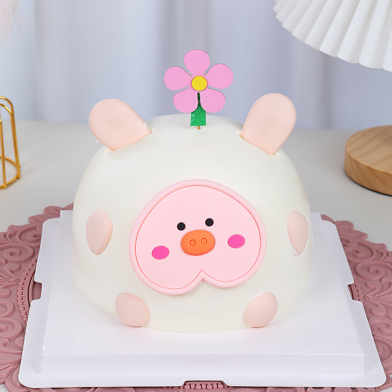 网红猪猪蛋糕装饰摆件软胶可爱lulu猪人偶甜品台插件生日萌萌猪