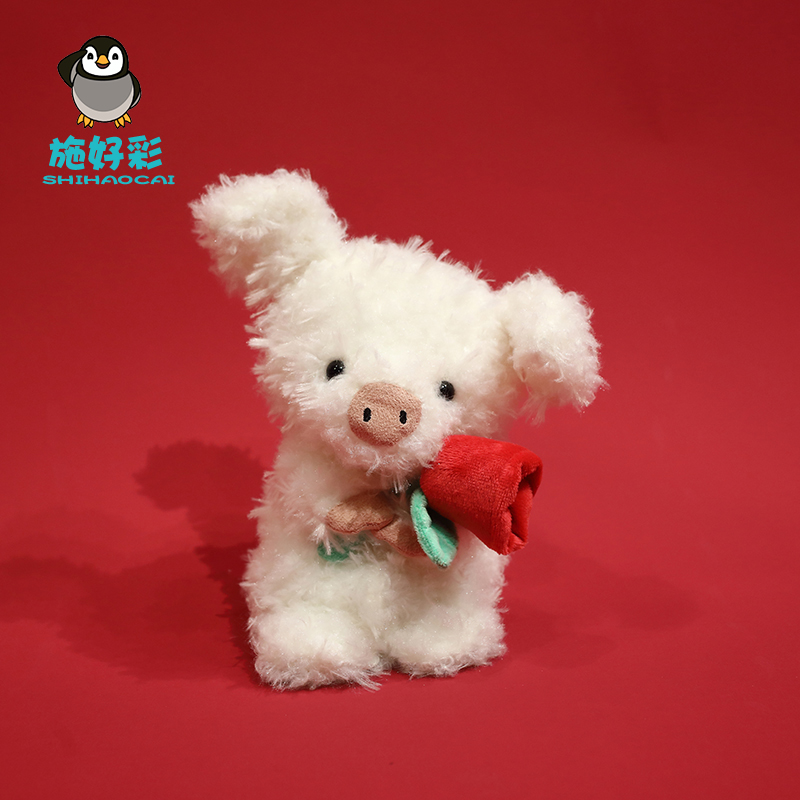 吴林萌主「玫瑰小猪」玩偶毛绒玩具可爱猪猪公仔情人节生日礼物