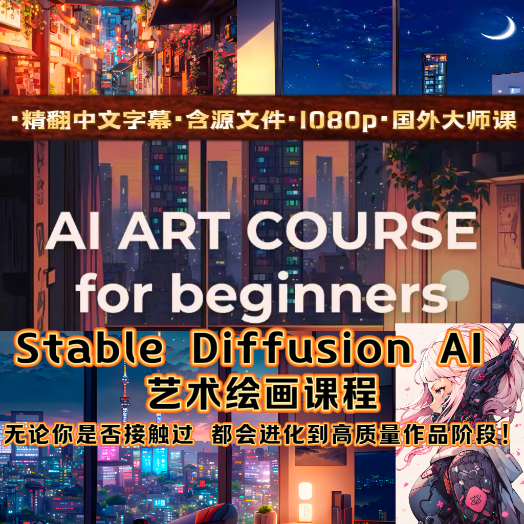 Stable diffusion AI艺术高质量绘画教程大师课初学者进阶配合PS