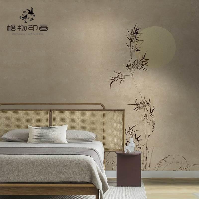 现代中式简约复古轻奢意境壁纸电视背景墙纸壁布卧室美式古风墙布