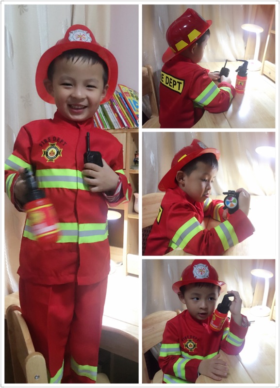 小消防员演出服儿童职业体验角色扮演服装幼儿园表演 cosplay套装