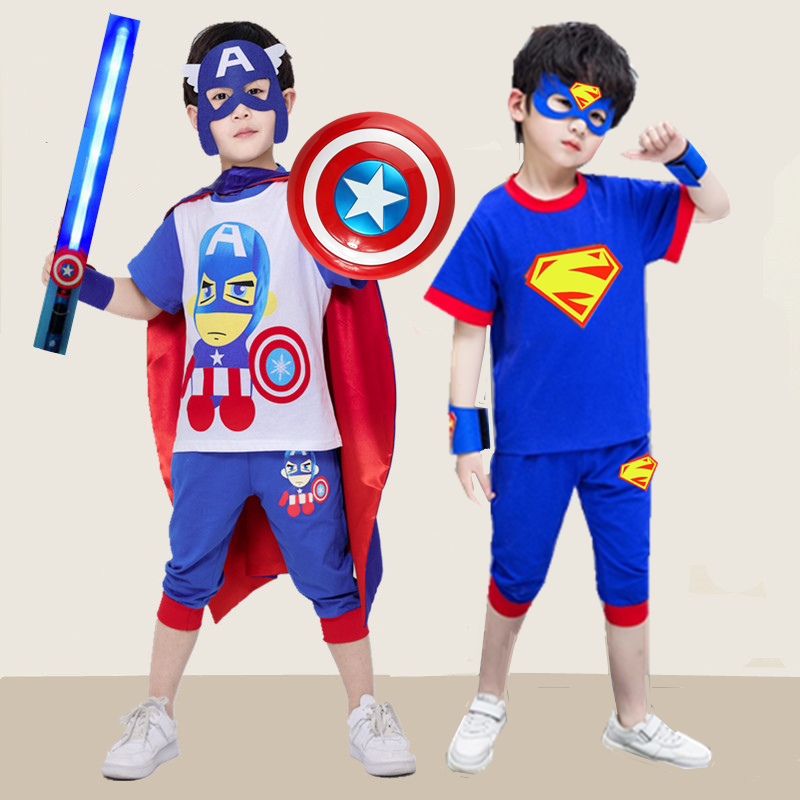 超人衣服男童儿童cosplay服装套装卡通人物幼儿园角色扮演演出服
