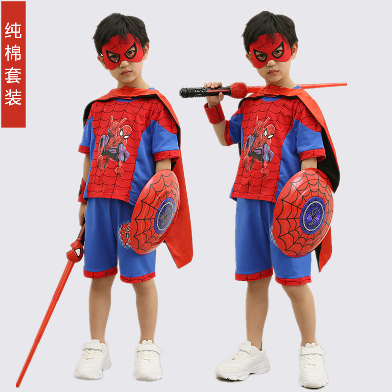 蜘蛛侠儿童套装男童cosplay服装幼儿园男孩角色扮演舞会夏季衣服