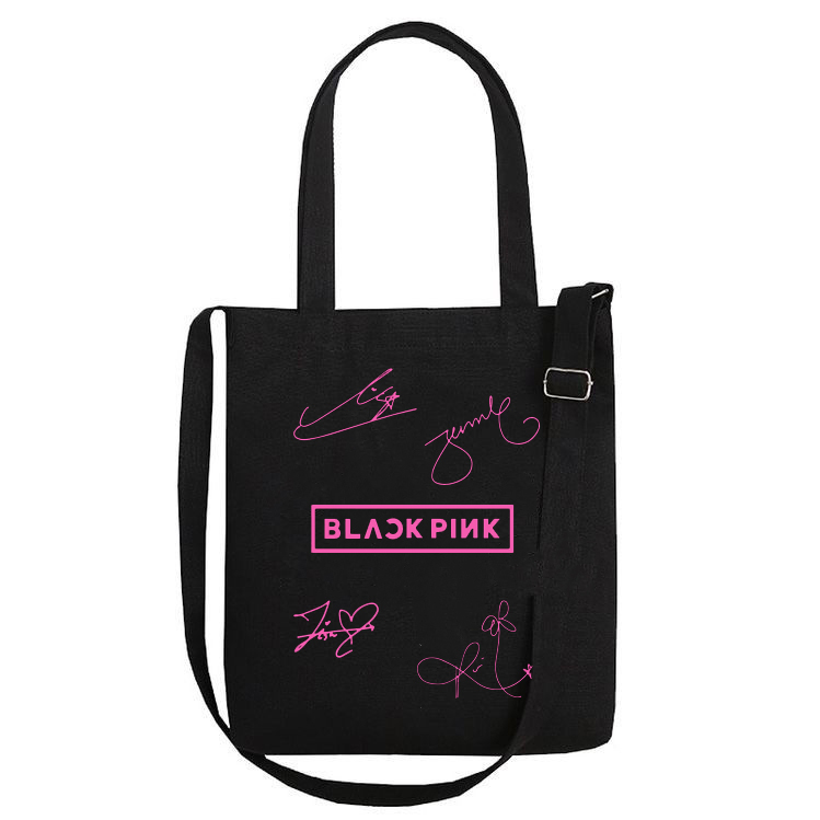BLACKPINK韩国女子演唱组合粉墨金智妮朴彩英Lisa同款单肩帆布袋