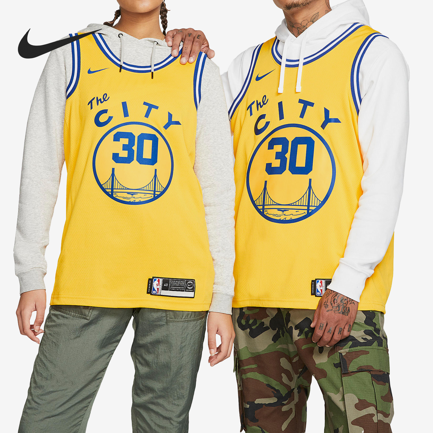 Nike/耐克官方正品库里勇士队30号男子篮球运动球衣BQ8109-729