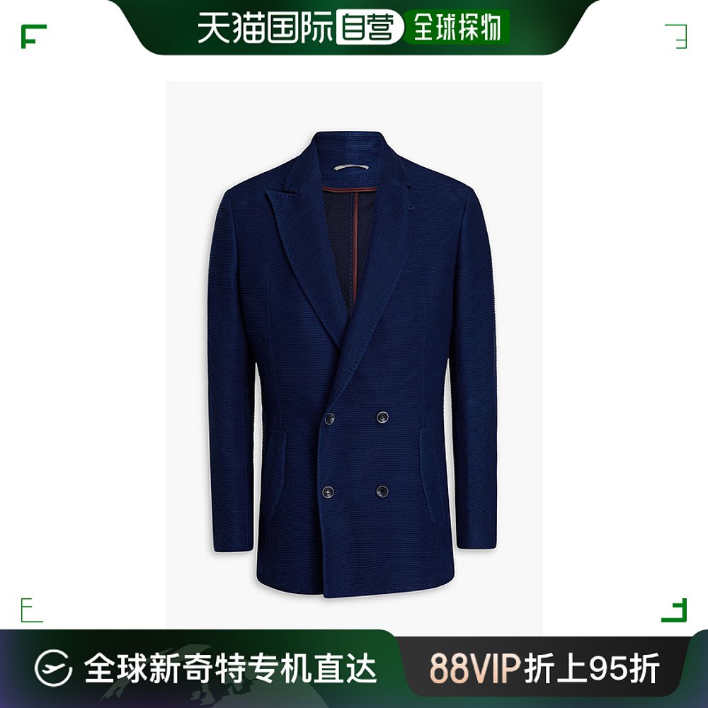 香港直邮潮奢 Canali 康钠丽 男士 双排扣罗纹棉质西装外套 J0159