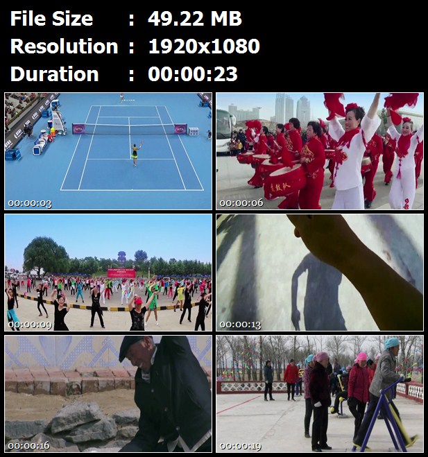 网球比赛盘鼓队广场舞全民健身乡村公共健身设施高清实拍视频素材