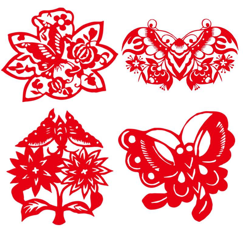 蝴蝶剪纸图案手工刻纸图案底稿素材练习图样中国风窗花装饰画手工