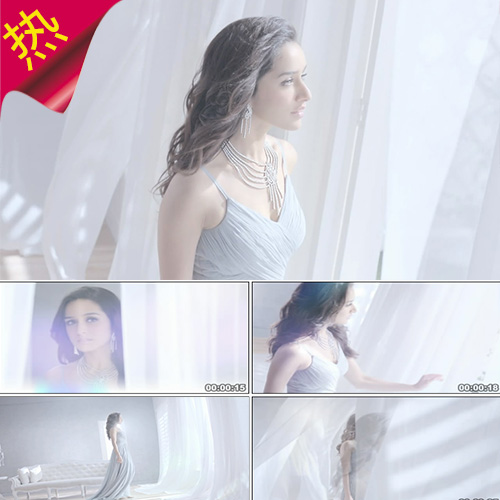 美女模特推开窗户  白色窗帘 珠宝美容护肤香水宣传片 视频素材