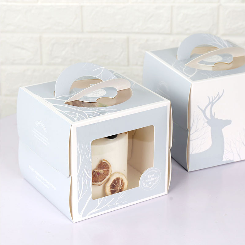 福然居北欧风蛋糕盒子加高4/6/8寸开窗生日蛋糕盒包装盒定制纸盒