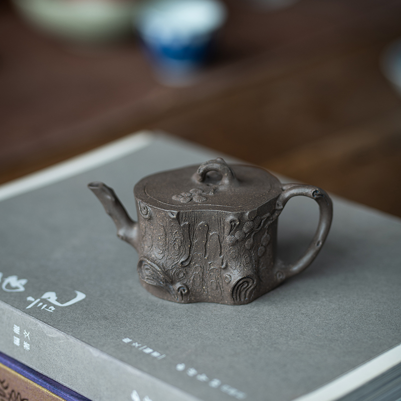 精品茶具 宜兴紫砂壶 全手工 小容量 纯手工松桩壶 花器 文人壶