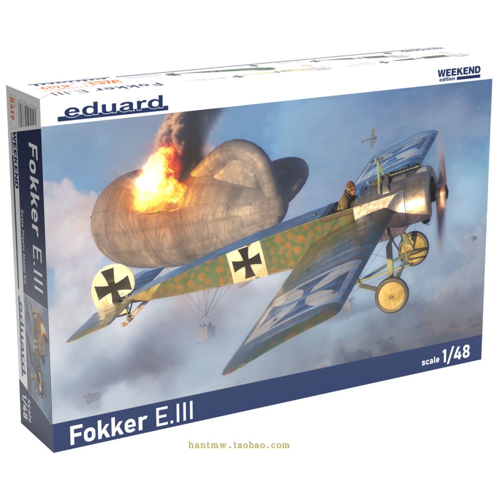 牛魔王8419一战德国福克E. III战斗机1/48塑料拼装飞机模型周末版