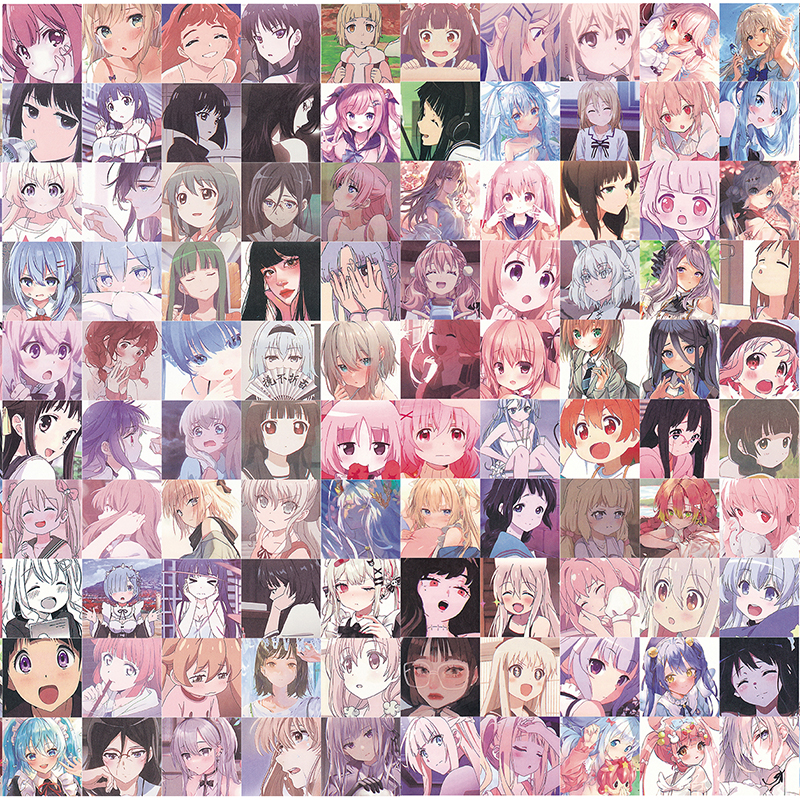 240张潮流日本动漫少女头像贴纸二次元表情水杯电脑手账装饰贴画