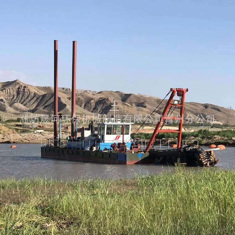 10寸绞吸式抽砂船 拼装式定位桩河道清淤设备 中型全液压挖泥船