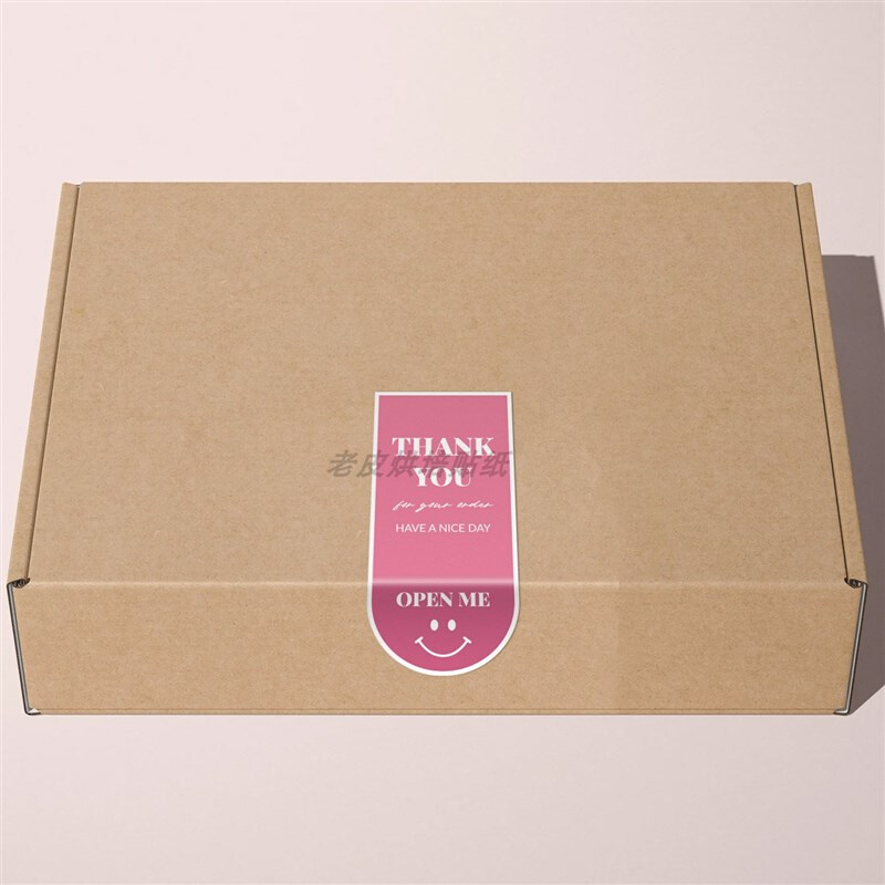 100枚/包可爱表情长方形贴纸礼盒贴封口贴快餐外卖包装感谢贴纸