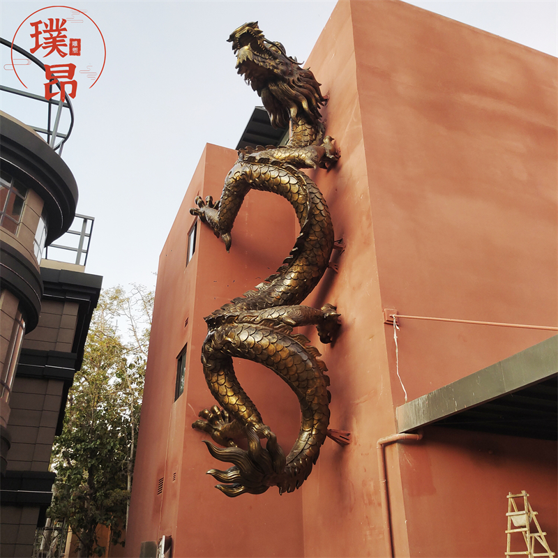巨型神龙玻璃钢雕塑一飞冲天仿铜中国龙定制户外大型龙神雕像定做