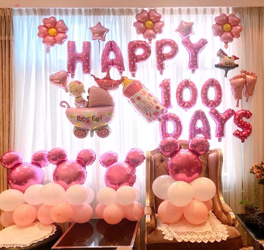 宝宝满月周岁百天布置儿童生日快乐气球套餐派对卡通气球装饰套餐