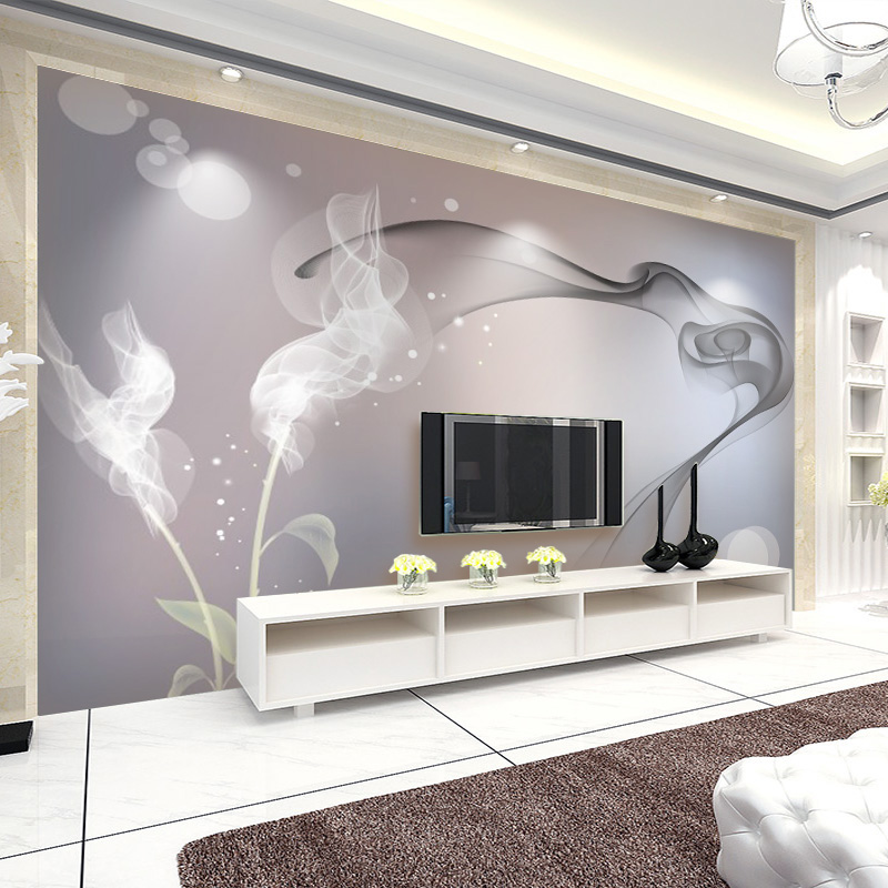 定制壁画电视背景墙壁纸客厅简约现代梦幻花卉抽象大型无缝墙布
