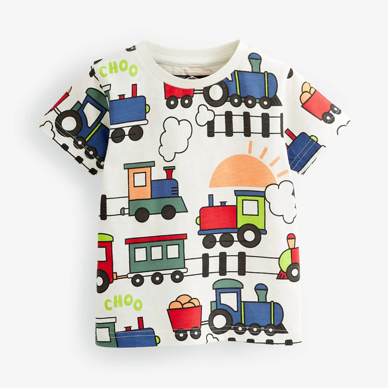 现货英单男童火车短袖T恤宝宝体恤衫儿童夏装婴幼儿圆领半袖上衣2