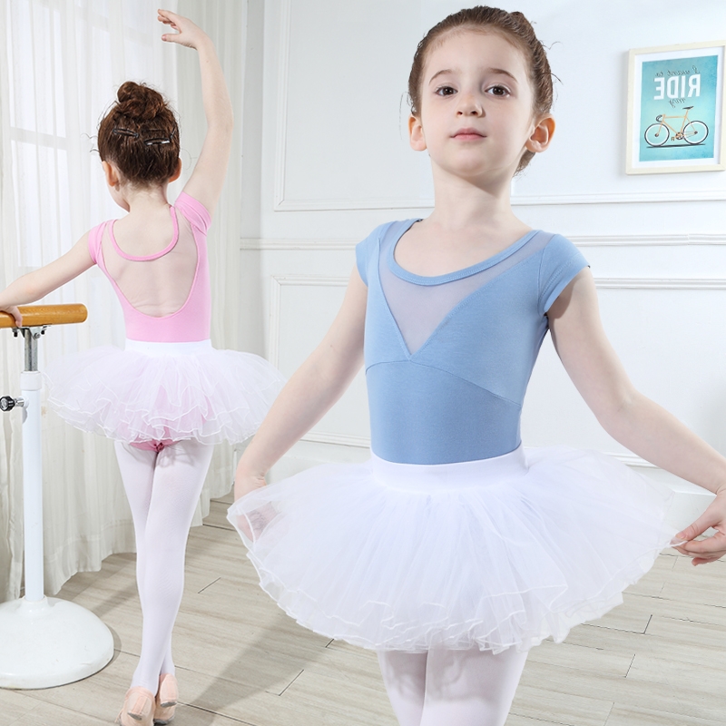 儿童舞蹈服女童芭蕾舞裙练功服跳舞夏季短袖幼儿体操服中国舞体服