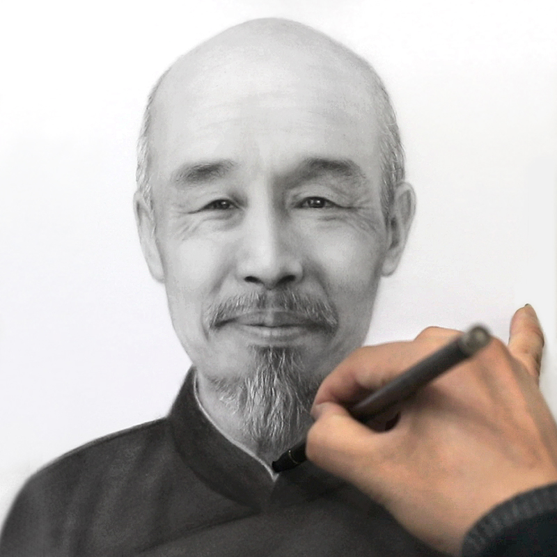 炭粉画肖像画定制 碳精粉画老人遗像  全手工黑白头像手绘画照片