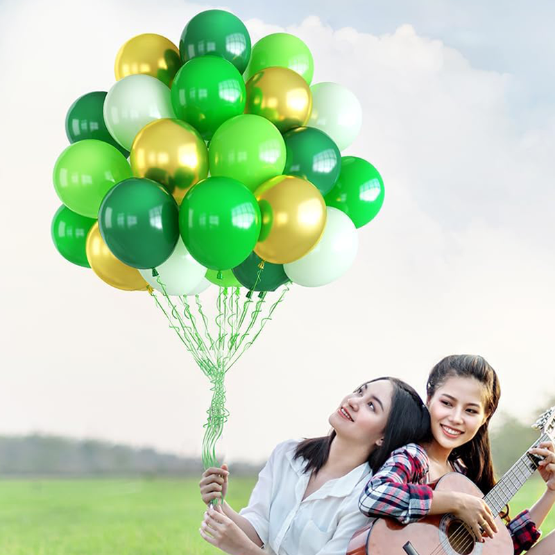 春天森林主题绿色气球户外野餐草坪儿童成人生日派对拍照道具装饰