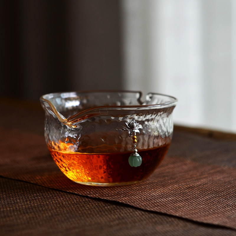 日式手工锤目纹耐热玻璃分茶器滤茶花茶引流碗功夫茶公道杯茶海碗