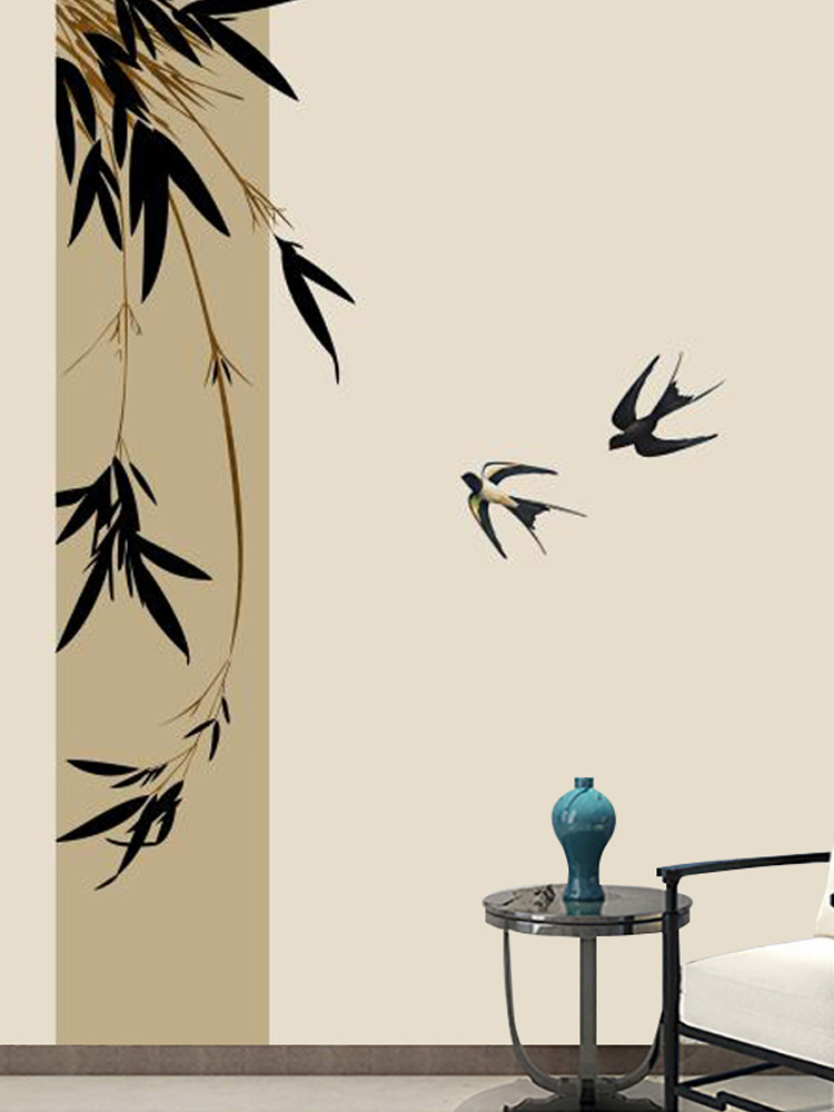现代中式意境竹子墙布客厅电视背景墙纸壁布书房茶室环保定制壁画