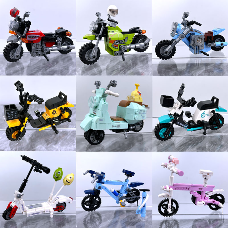 乐高摩托车积木共享自行单车滑板车新手简单入门儿童益智拼装玩具
