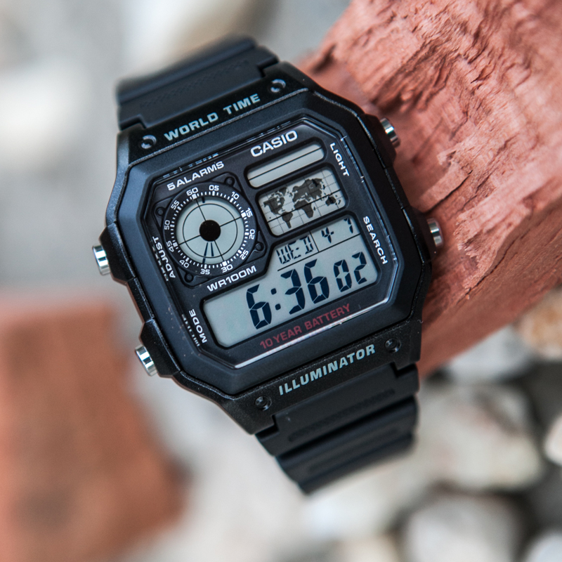 【十年电量】卡西欧男士手表时尚运动户外多功能照明AE-1200WH-1B