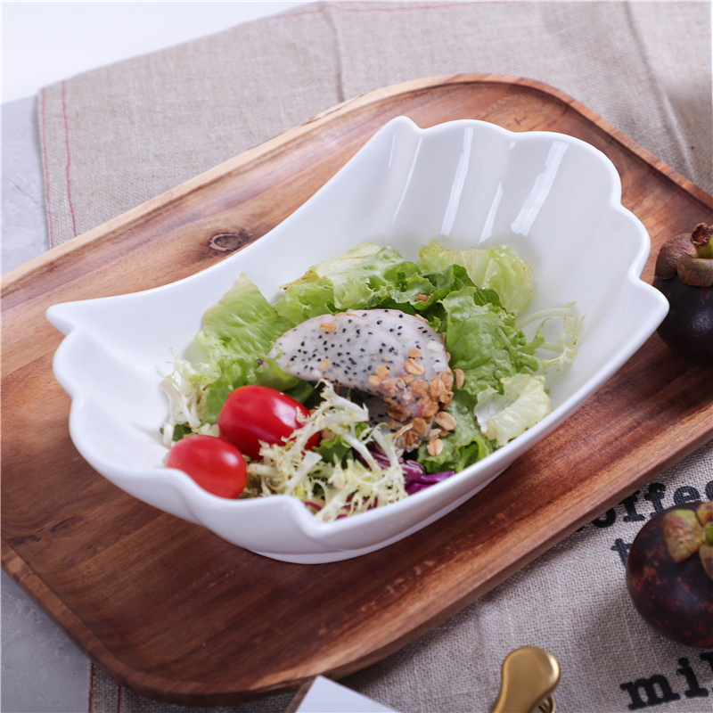 异型碗 创意沙拉碗 陶瓷纯白酒店家用餐具凤尾造型碗西餐冷菜热菜