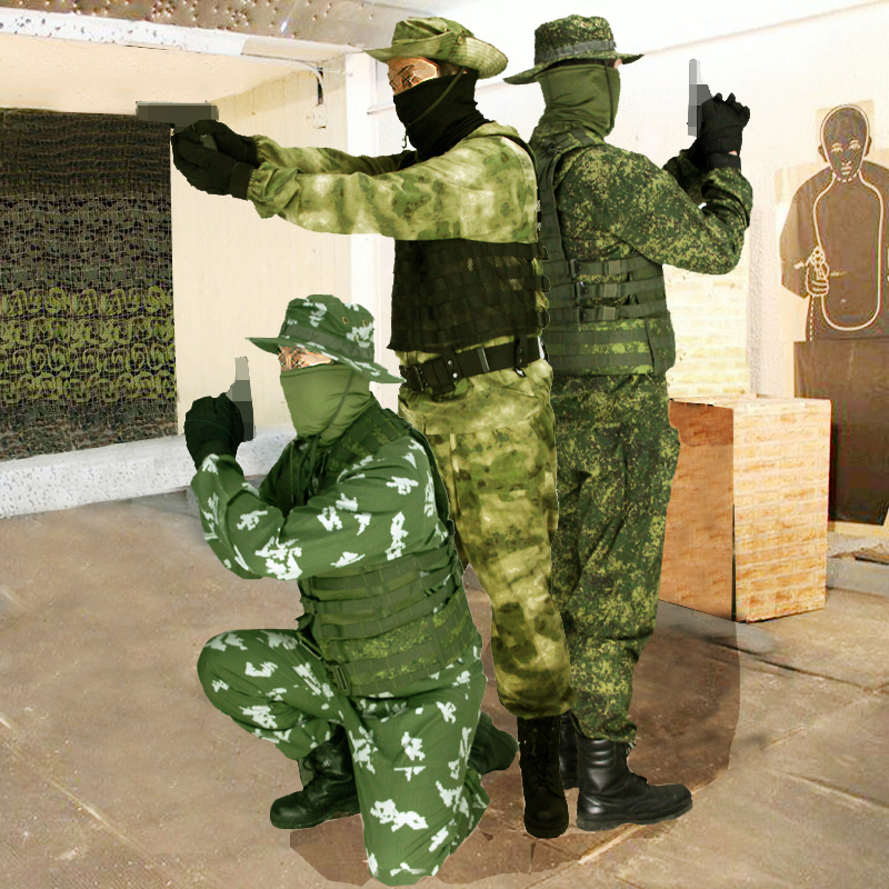俄罗斯 俄军迷特种兵KMX作战服套装 罩衣外套 绿人白花 废墟  CP