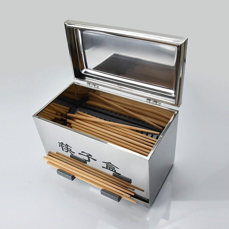 不锈钢出加厚商用带盖式快餐店按压收纳盒盒筷子筷子筷盒自动餐厅