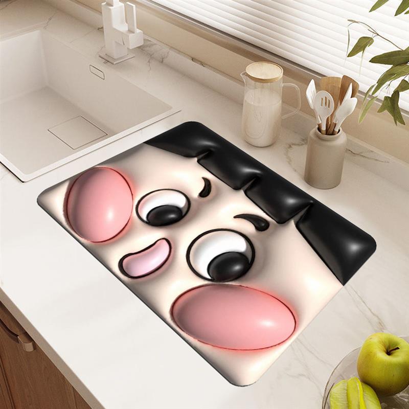 卡通可爱表情包膨胀地垫厨房洗手台水龙头吸水垫台面沥水垫