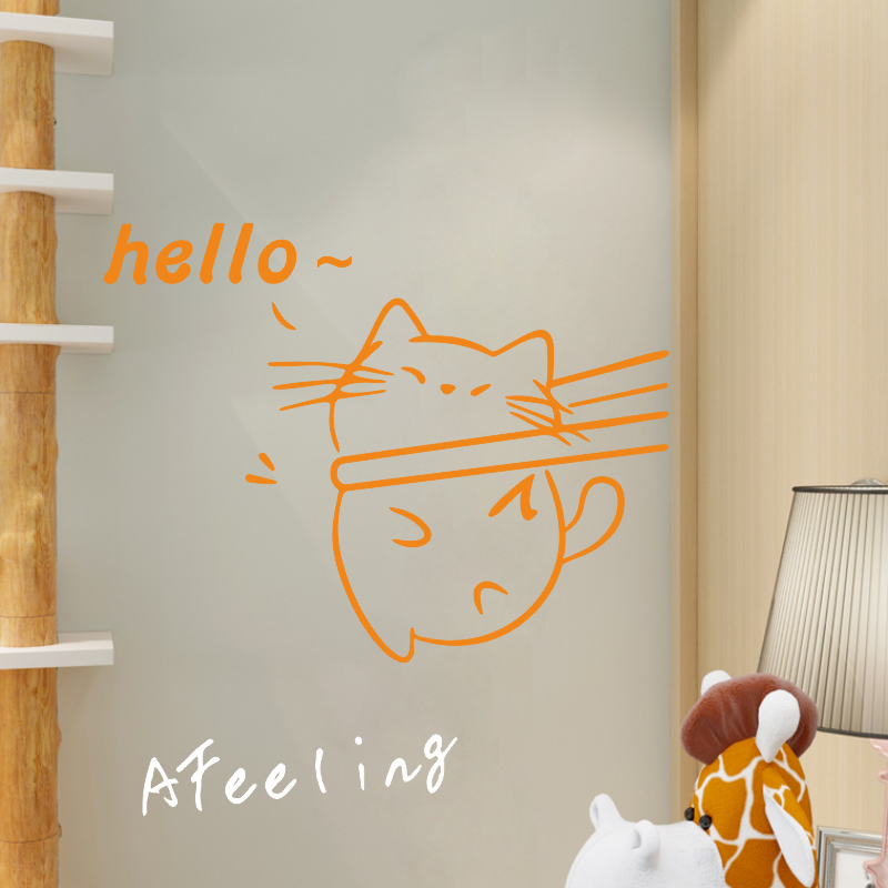可爱猫猫卡通简笔画贴镂空墙贴简约风走廊店铺房间窗户装饰贴纸