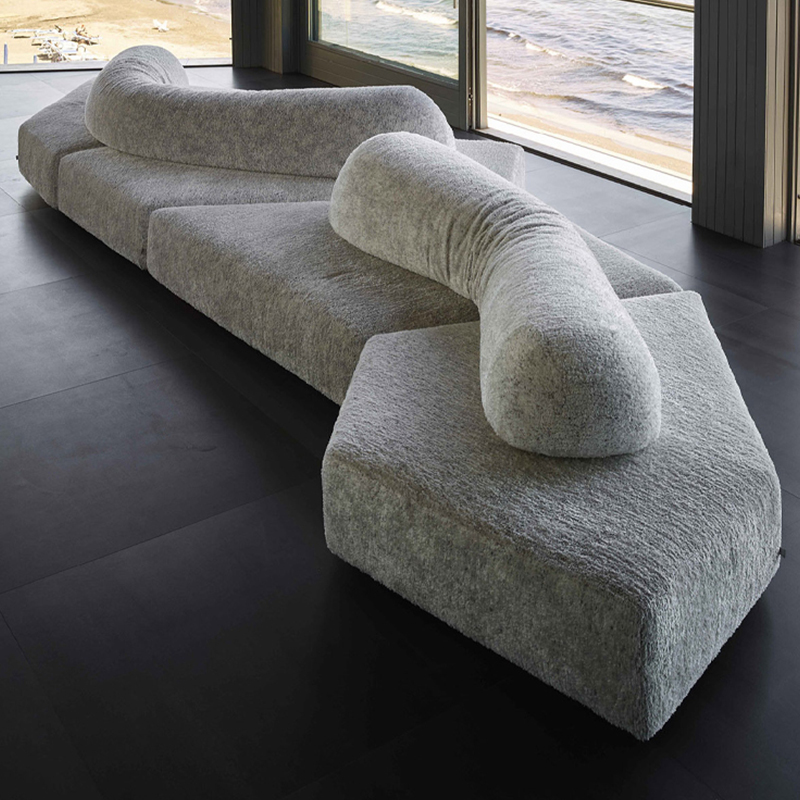 网红轻奢岩石布沙发北欧意式极简平层别墅客厅异形个性组合大户型