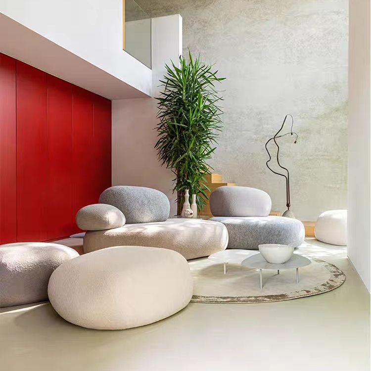 现代简约大师设计创意个性鹅卵石小户型模块组合异形布艺沙发定制