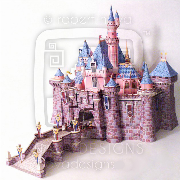 迪士尼童话睡美人城堡建筑3d立体纸模型DIY手工制作儿童折纸玩具