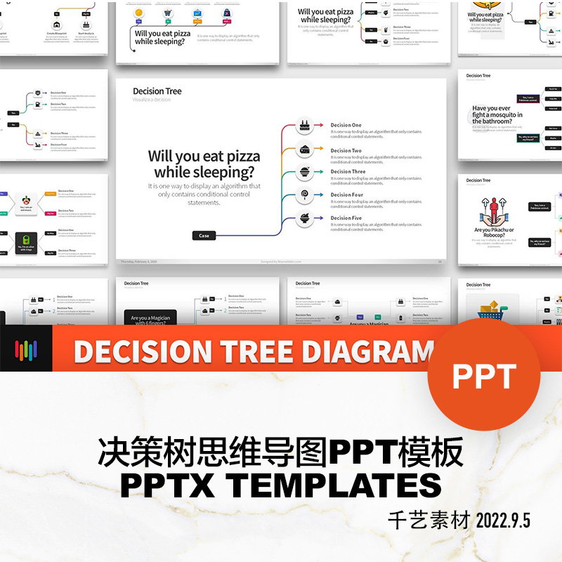 动态决策树课件逻辑思维导图组织结构分析图标 PPT模版素材下载