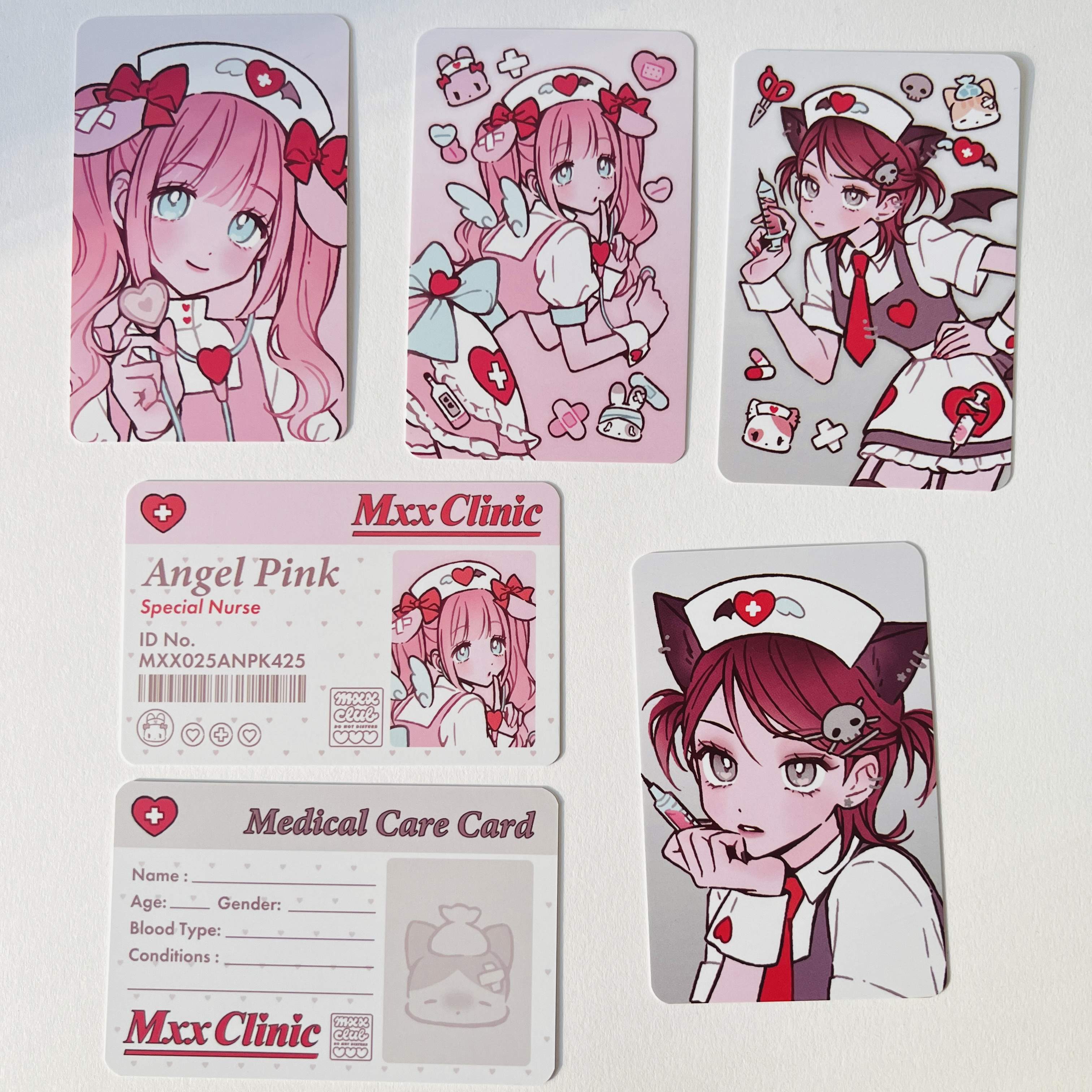 韩国mxx clinic可爱天使恶魔ID小卡名品卡ins插画迷你卡片套装2张