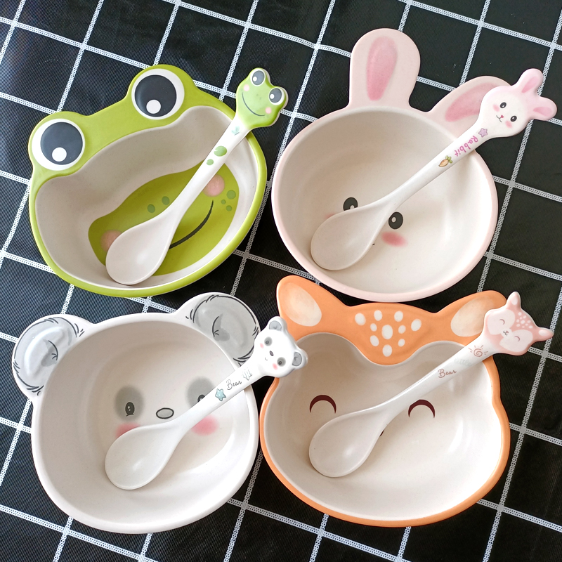 希尔兔子儿童餐碗卡通吃饭碗婴儿童碗辅食幼儿园小学生碗勺