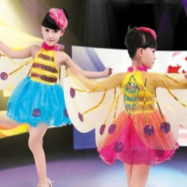 夏季小学生动物蜻蜓表演服儿童演出服女童现代舞蹈裙少儿蝴蝶舞服