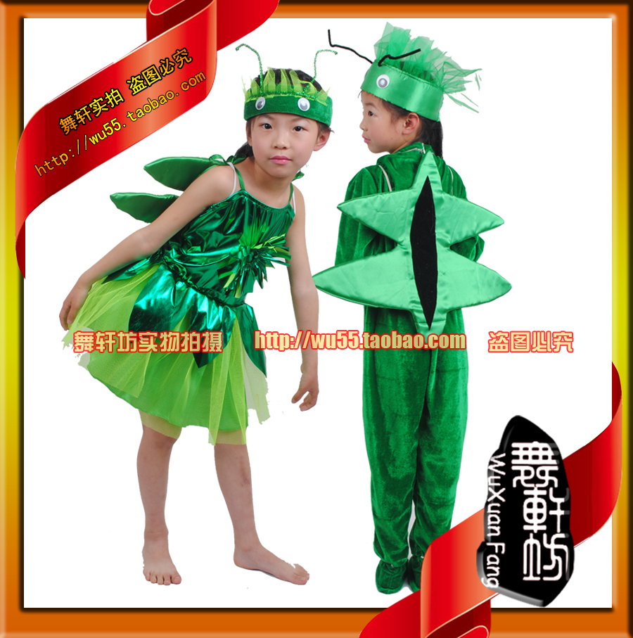 儿童卡通动物表演服装昆虫小蜻蜓演出服纱裙绿蜻蜓翅膀男童蜻蜓