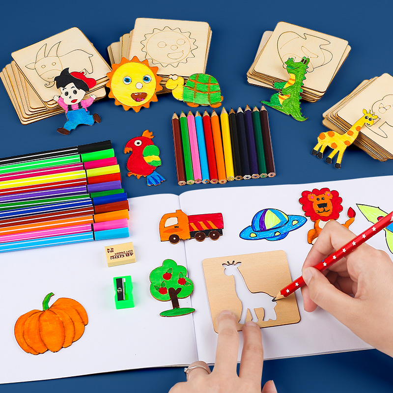 儿童绘画模板画画工具套装女孩礼物幼儿涂鸦益智玩具小孩学习用品