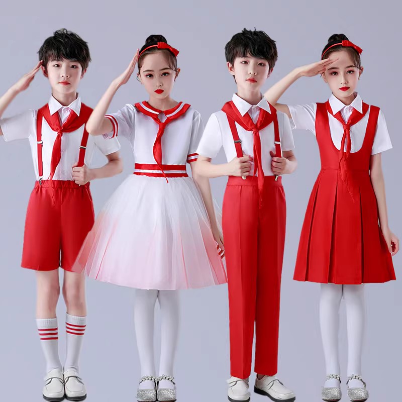 国庆儿童节合唱演出服中小学生诗歌朗诵服装爱国风红歌经典诵读衣