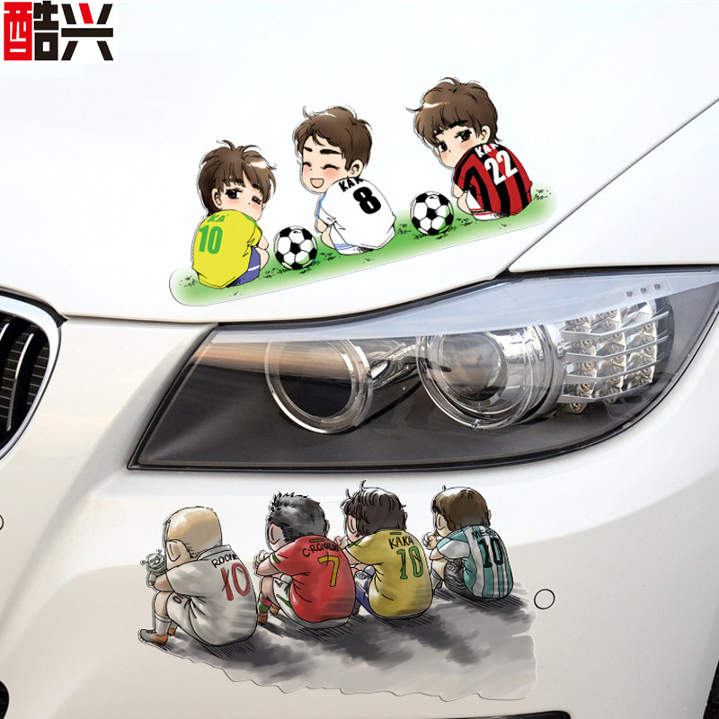 卡卡C罗汽车贴纸创意 遮挡划痕车贴 梅西足球宝贝车身贴可爱防水